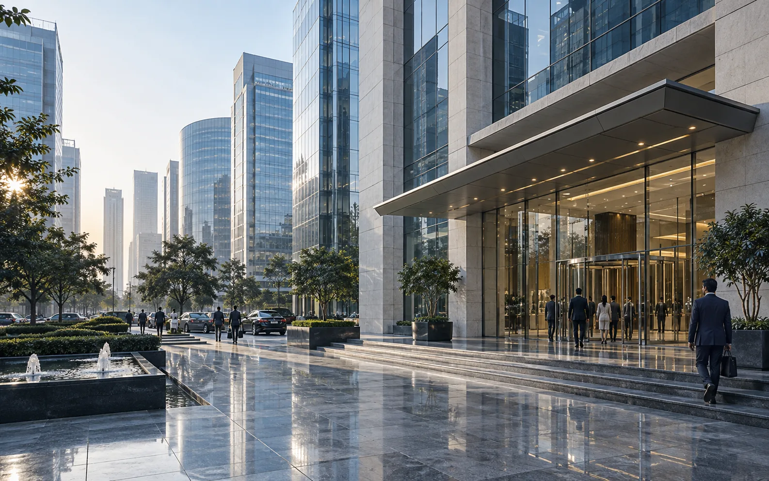 Modern financial district architecture
