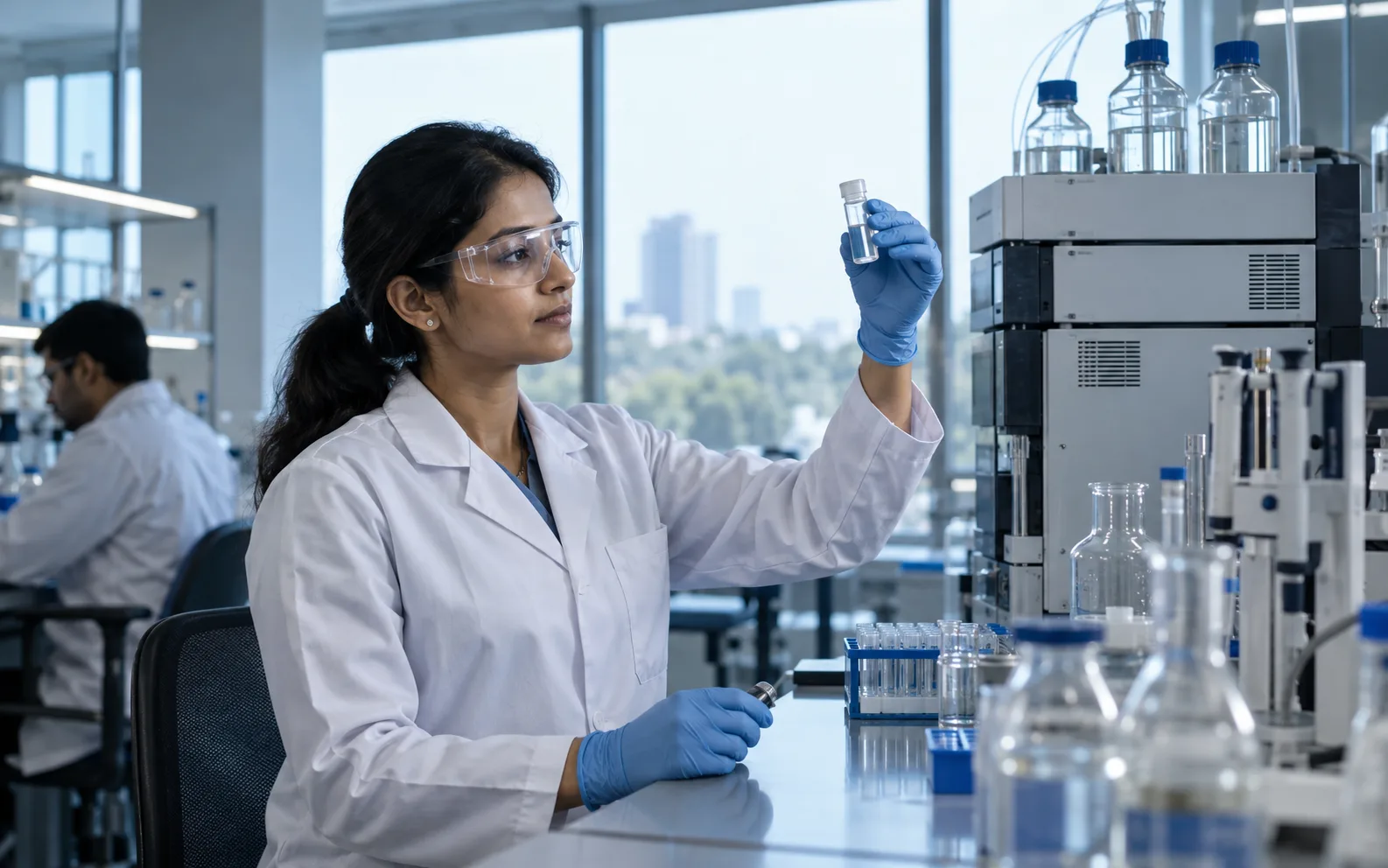 A scientist working in a pharmaceutical laboratory