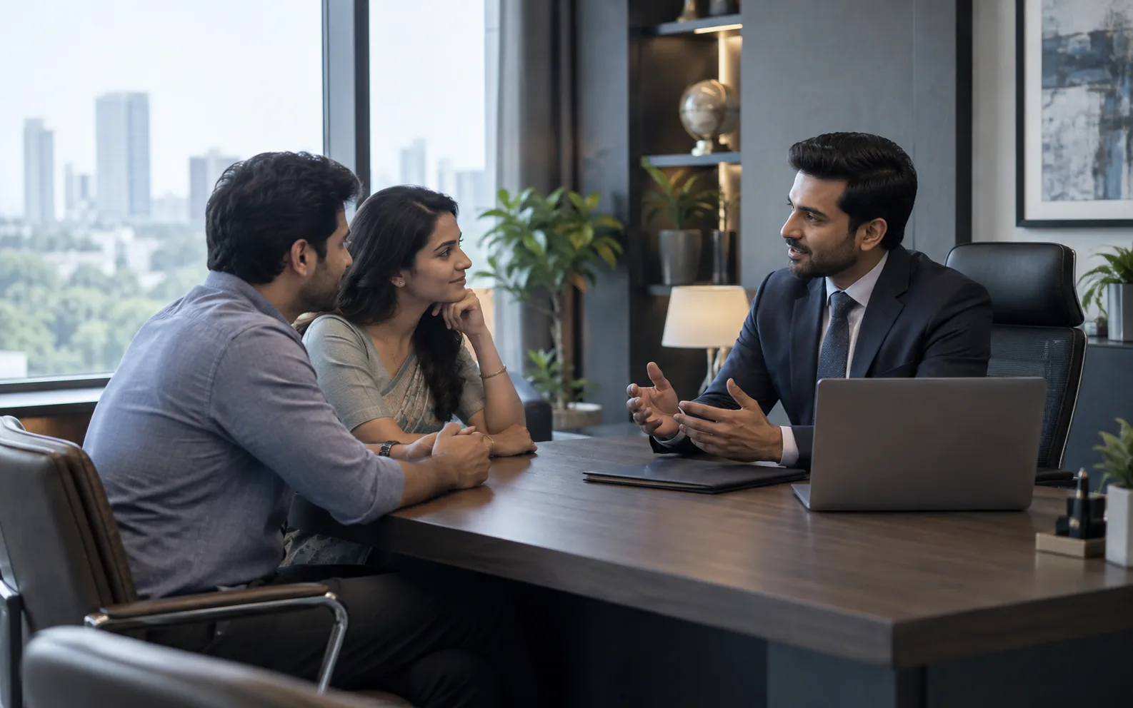 An insurance advisor consulting with a couple